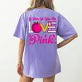 In October We Wear Pink Love Teacher Breast Cancer Awareness Women's Comfort Colors T-Shirt Back Print Violet In October We Wear Pink Love Teacher Breast Cancer Awareness Women's Comfort Colors T-Shirt Back Print Violet