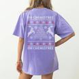 Oh Chemistree Ugly Christmas Sweater Science Student Teacher Women's Comfort Colors T-Shirt Back Print Violet