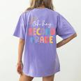 Oh Hey Second Grade First Day Of Teacher Girls Boys Kids Women's Comfort Colors T-Shirt Back Print Violet