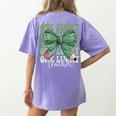 One Lucky Teacher Coquette Bow St Patricks Day Teacher Women's Comfort Colors T-Shirt Back Print Violet One Lucky Teacher Coquette Bow St Patricks Day Teacher Women's Comfort Colors T-Shirt Back Print Violet
