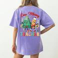 One Merry Teacher Groovy Christmas Tree Pjs Xmas Teacher Women's Comfort Colors T-Shirt Back Print Violet One Merry Teacher Groovy Christmas Tree Pjs Xmas Teacher Women's Comfort Colors T-Shirt Back Print Violet