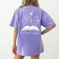 One-More Chapter Wildflower Reading Teacher Library Bookish Women's Comfort Colors T-Shirt Back Print Violet