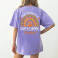 One Thankful Preschool Teacher Thanksgiving Rainbow Women's Comfort Colors T-Shirt Back Print Violet One Thankful Preschool Teacher Thanksgiving Rainbow Women's Comfort Colors T-Shirt Back Print Violet