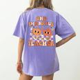 One Thankful Teacher Fall Leaves Thanksgiving Retro Women's Comfort Colors T-Shirt Back Print Violet One Thankful Teacher Fall Leaves Thanksgiving Retro Women's Comfort Colors T-Shirt Back Print Violet