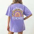 One Thankful Teacher Thanksgiving Rainbow Leopard Fall Women's Comfort Colors T-Shirt Back Print Violet One Thankful Teacher Thanksgiving Rainbow Leopard Fall Women's Comfort Colors T-Shirt Back Print Violet