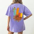 One Thankful Teacher Thanksgiving Turkey Peace Hand Sign Women's Comfort Colors T-Shirt Back Print Violet