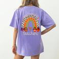 One Thankful Teacher Thanksgiving Turkey Rainbow Fall Women's Comfort Colors T-Shirt Back Print Violet One Thankful Teacher Thanksgiving Turkey Rainbow Fall Women's Comfort Colors T-Shirt Back Print Violet