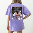 Overworked Underpaid Always Grading Teacher Women's Comfort Colors T-Shirt Back Print Violet