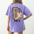 P Is For Pre K Teacher Leopard First Day Of School For Men Women Girls Kids Women's Comfort Colors T-Shirt Back Print Violet P Is For Pre K Teacher Leopard First Day Of School For Men Women Girls Kids Women's Comfort Colors T-Shirt Back Print Violet