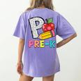 P Is For Pre-K Teacher Pencil Apple Back To School Women's Comfort Colors T-Shirt Back Print Violet P Is For Pre-K Teacher Pencil Apple Back To School Women's Comfort Colors T-Shirt Back Print Violet