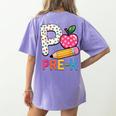 P Is For Pre K Teacher Student Pencil Apple Back To School Women's Comfort Colors T-Shirt Back Print Violet