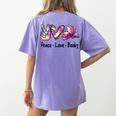 Peace Love Books Librarian Teacher Life Book Library Tie Dye Women's Comfort Colors T-Shirt Back Print Violet