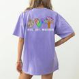 Peace Love Montessori Daycare Teacher Appreciation Women's Comfort Colors T-Shirt Back Print Violet