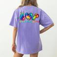 Peace Love Physical Education Tie Dye Sports PE Teacher Women's Comfort Colors T-Shirt Back Print Violet