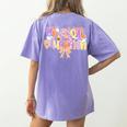 Physical Education Halloween Bow Checkered Teacher Ghost PE Women's Comfort Colors T-Shirt Back Print Violet