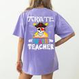 Pirate Math Teacher Skull Pirate Halloween Costume Women's Comfort Colors T-Shirt Back Print Violet