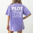 Plot It Builds Character Book Reading Teacher Women's Comfort Colors T-Shirt Back Print Violet Plot It Builds Character Book Reading Teacher Women's Comfort Colors T-Shirt Back Print Violet