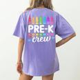 Pre-K Crew Teacher Team Squad Hello Back School Graduation Women's Comfort Colors T-Shirt Back Print Violet