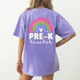 Pre-K Teacher Cute Pre Kindergarten For Teachers Rainbow For Men Women Kids Women's Comfort Colors T-Shirt Back Print Violet Pre-K Teacher Cute Pre Kindergarten For Teachers Rainbow For Men Women Kids Women's Comfort Colors T-Shirt Back Print Violet