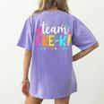 Pre-k Team Pencil Teacher Student Back To School Girls Women's Comfort Colors T-Shirt Back Print Violet