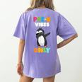 Pre-K Vibes Only Penguin Teachers Kids Back To School Women's Comfort Colors T-Shirt Back Print Violet