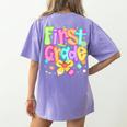 Preppy First Grade Back To School 1st Grade Teacher Girl Kid Women's Comfort Colors T-Shirt Back Print Violet Preppy First Grade Back To School 1st Grade Teacher Girl Kid Women's Comfort Colors T-Shirt Back Print Violet