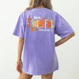 Preppy One Thankful Teacher Coquette Thanksgiving Teacher Women's Comfort Colors T-Shirt Back Print Violet