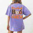 Preschool Boo Crew Halloween Teachers Students Costume Women's Comfort Colors T-Shirt Back Print Violet