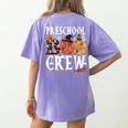 Preschool Boo Crew Teacher Halloween Women's Comfort Colors T-Shirt Back Print Violet Preschool Boo Crew Teacher Halloween Women's Comfort Colors T-Shirt Back Print Violet