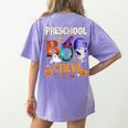 Preschool Boo Crew Teacher Student Halloween Costume Men Women Kids Women's Comfort Colors T-Shirt Back Print Violet