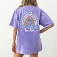 Preschool Teacher Leopard Boho Rainbow Back To School Women's Comfort Colors T-Shirt Back Print Violet Preschool Teacher Leopard Boho Rainbow Back To School Women's Comfort Colors T-Shirt Back Print Violet