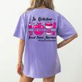 Preschool Teacher In October We Wear Pink Breast Cancer Women's Comfort Colors T-Shirt Back Print Violet