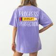 Progress Over Perfection Motivational Back To School Teacher Women's Comfort Colors T-Shirt Back Print Violet Progress Over Perfection Motivational Back To School Teacher Women's Comfort Colors T-Shirt Back Print Violet