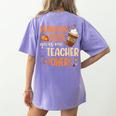 Pumpkin Spice Gives Me Teacher Powers Fall Thanksgiving Men Women Women's Comfort Colors T-Shirt Back Print Violet