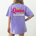 Queen Of The Classroom Teacher Women's Comfort Colors T-Shirt Back Print Violet Queen Of The Classroom Teacher Women's Comfort Colors T-Shirt Back Print Violet