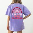 Rainbow Retro Homeschool Mom Teacher I Teach In My Pajamas Women's Comfort Colors T-Shirt Back Print Violet Rainbow Retro Homeschool Mom Teacher I Teach In My Pajamas Women's Comfort Colors T-Shirt Back Print Violet