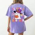 Read More Books Ghost Reading Book Teacher Halloween Women's Comfort Colors T-Shirt Back Print Violet