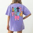 Lets Read Reading Teacher Back To School Literacy Pencil Bow Women's Comfort Colors T-Shirt Back Print Violet Lets Read Reading Teacher Back To School Literacy Pencil Bow Women's Comfort Colors T-Shirt Back Print Violet