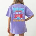 Reading Adventure Library Student Teacher Book Women's Comfort Colors T-Shirt Back Print Violet Reading Adventure Library Student Teacher Book Women's Comfort Colors T-Shirt Back Print Violet