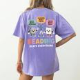 Reading Beats Everything Teacher Rock Paper Scissors Women's Comfort Colors T-Shirt Back Print Violet Reading Beats Everything Teacher Rock Paper Scissors Women's Comfort Colors T-Shirt Back Print Violet