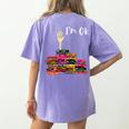 Reading Books Librarian Reader Nerd I'm Ok Teacher School Women's Comfort Colors T-Shirt Back Print Violet