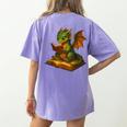 Reading Dragon Shirt For Bookish Teacher Librarian Bookworm Women's Comfort Colors T-Shirt Back Print Violet Reading Dragon Shirt For Bookish Teacher Librarian Bookworm Women's Comfort Colors T-Shirt Back Print Violet