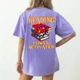 Reading Super Power Activated Superhero Teacher Or Student Men Women Girls Kids Women's Comfort Colors T-Shirt Back Print Violet