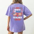 Red & Blue Teacher Crew Shirt 4th Of July Sunglasses Women's Comfort Colors T-Shirt Back Print Violet Red & Blue Teacher Crew Shirt 4th Of July Sunglasses Women's Comfort Colors T-Shirt Back Print Violet