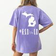Red For Ed Michigan Teacher Public Education Women's Comfort Colors T-Shirt Back Print Violet Red For Ed Michigan Teacher Public Education Women's Comfort Colors T-Shirt Back Print Violet