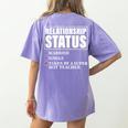 Relationship Status Taken By Super Hot Teacher Women's Comfort Colors T-Shirt Back Print Violet