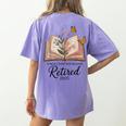 Retired 2025 A New Chapter Begins Retirement Teacher Book Women's Comfort Colors T-Shirt Back Print Violet