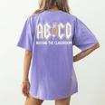 Retro Abcd Teacher Novelty Back To School Teacher Women's Comfort Colors T-Shirt Back Print Violet Retro Abcd Teacher Novelty Back To School Teacher Women's Comfort Colors T-Shirt Back Print Violet