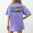 Retro Checkered Music Therapist Squad Music Therapy Teacher For Men Women Women's Comfort Colors T-Shirt Back Print Violet