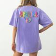 Retro Checkered Special Education Teacher Back To School Women's Comfort Colors T-Shirt Back Print Violet